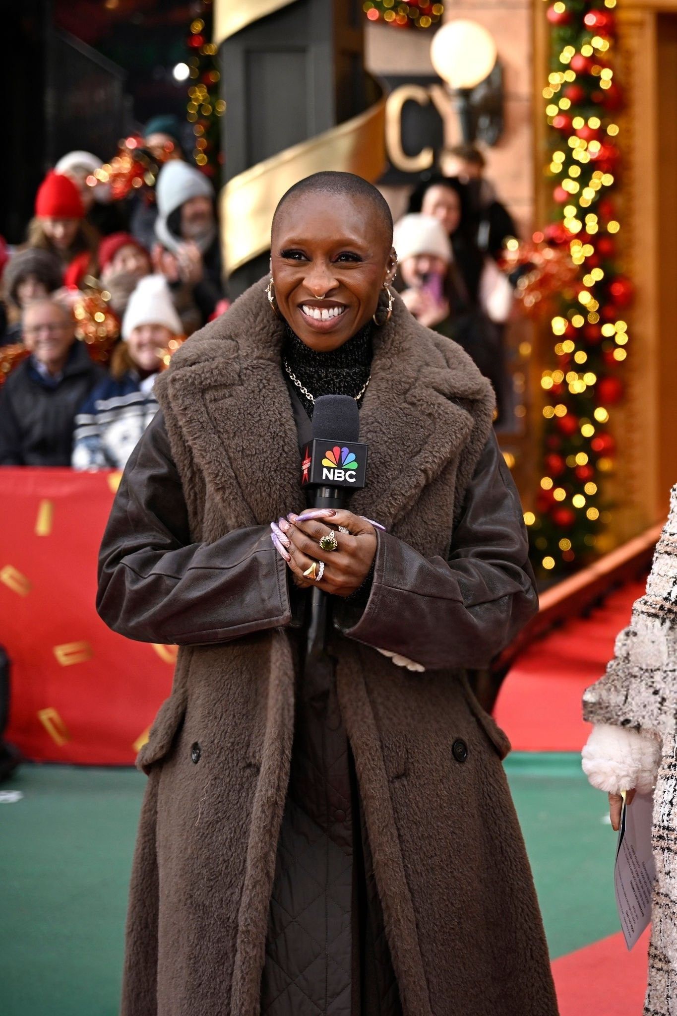 Cynthia Erivo Luxurious Brown Shearling Trench